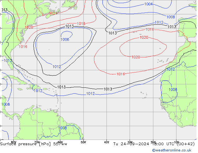 Surface pressure 557ww Tu 24.09.2024 18 UTC