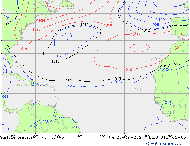 Surface pressure 557ww We 25.09.2024 18 UTC