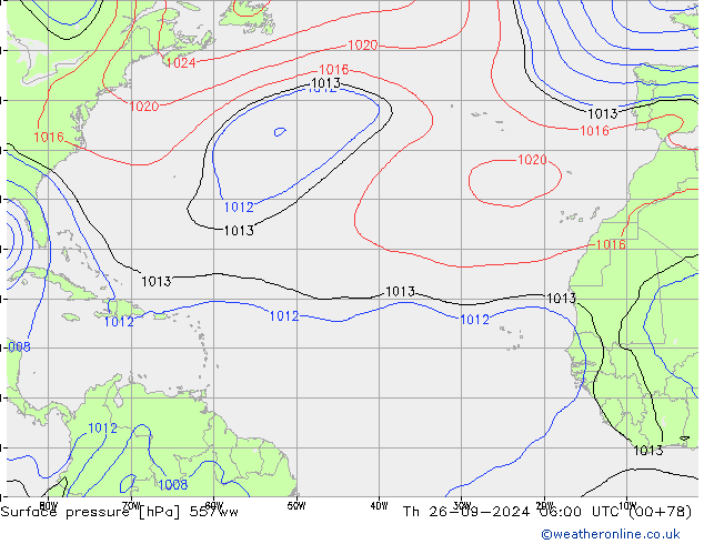 Surface pressure 557ww Th 26.09.2024 06 UTC