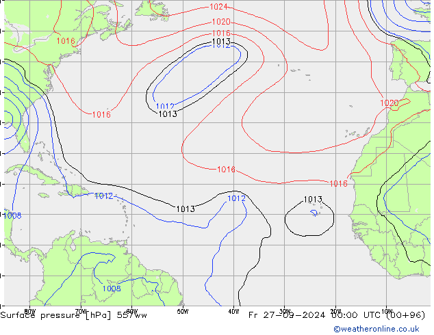 Surface pressure 557ww Fr 27.09.2024 00 UTC