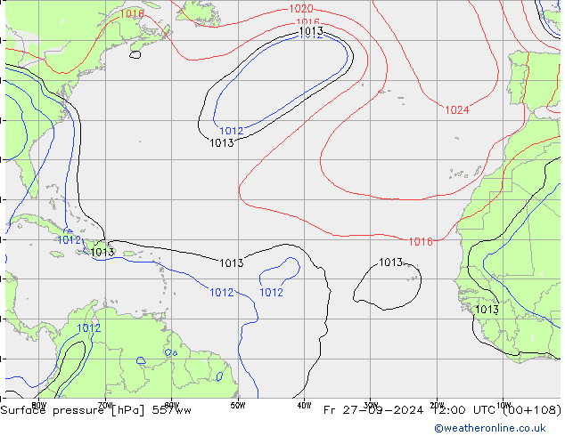 Yer basıncı 557ww Cu 27.09.2024 12 UTC