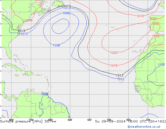 Surface pressure 557ww Su 29.09.2024 18 UTC