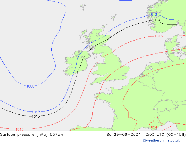 Surface pressure 557ww Su 29.09.2024 12 UTC