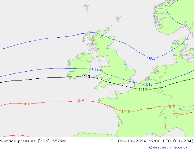 Luchtdruk (Grond) 557ww di 01.10.2024 12 UTC