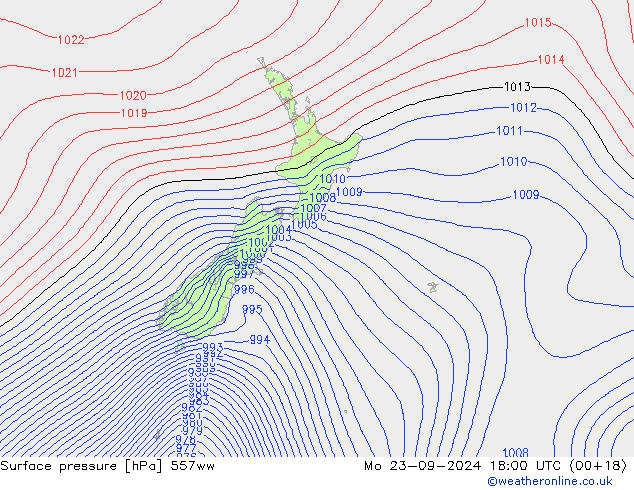 Surface pressure 557ww Mo 23.09.2024 18 UTC