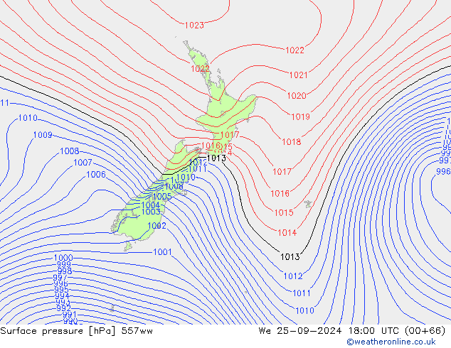 Surface pressure 557ww We 25.09.2024 18 UTC