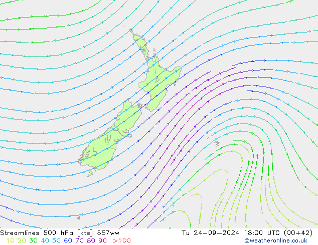 Stromlinien 500 hPa 557ww Di 24.09.2024 18 UTC