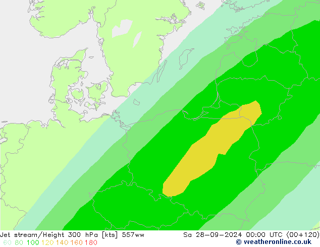 Jet stream/Height 300 hPa 557ww Sa 28.09.2024 00 UTC