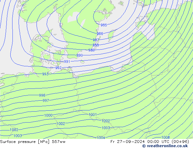 Atmosférický tlak 557ww Pá 27.09.2024 00 UTC