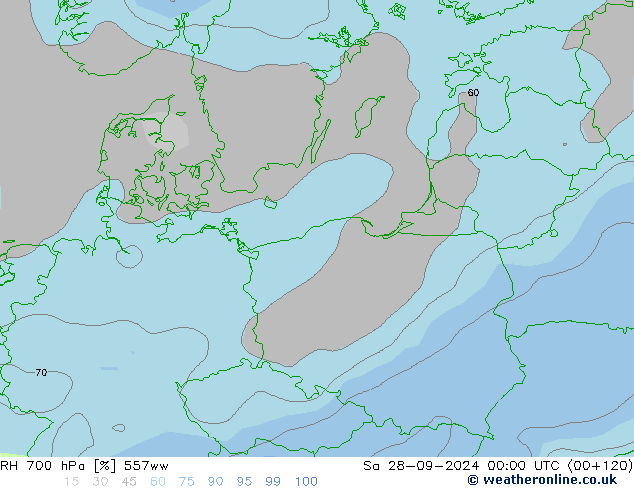 RH 700 hPa 557ww Sa 28.09.2024 00 UTC