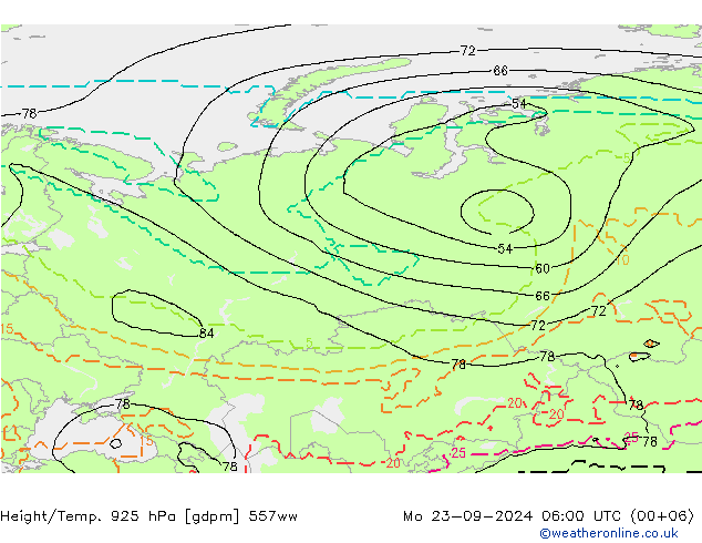 Height/Temp. 925 hPa 557ww  23.09.2024 06 UTC