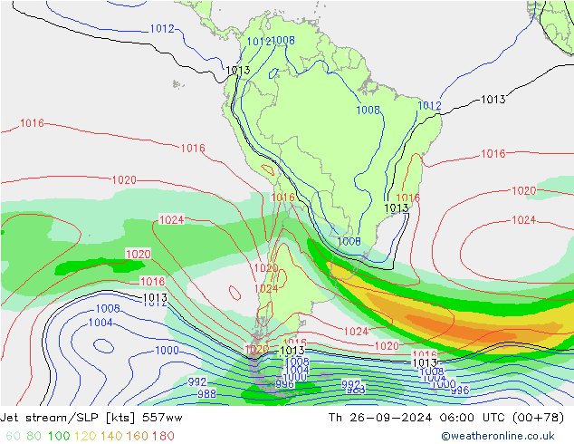 Jet stream/SLP 557ww Th 26.09.2024 06 UTC