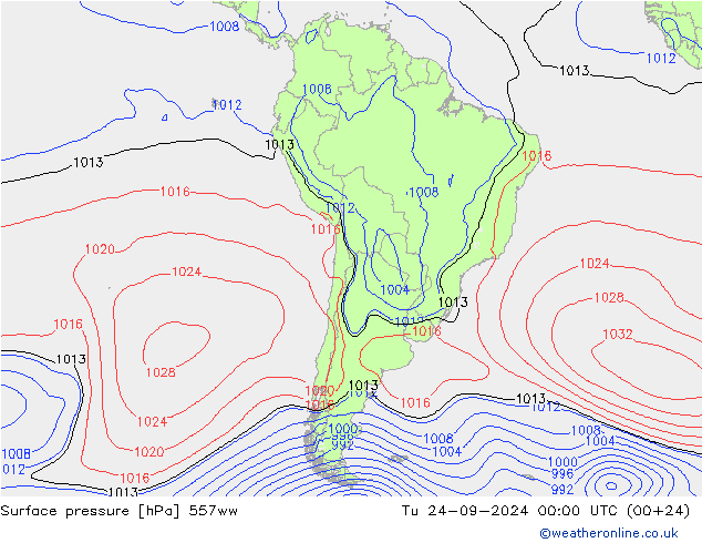 Surface pressure 557ww Tu 24.09.2024 00 UTC