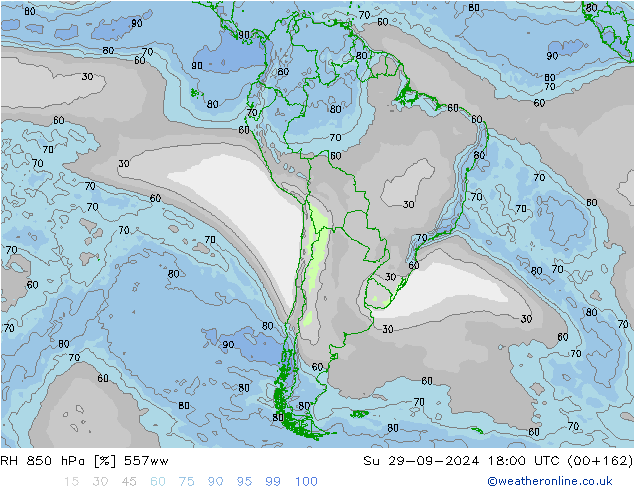 RH 850 hPa 557ww Su 29.09.2024 18 UTC