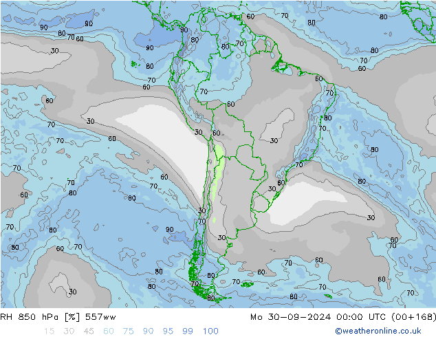 RH 850 hPa 557ww  30.09.2024 00 UTC