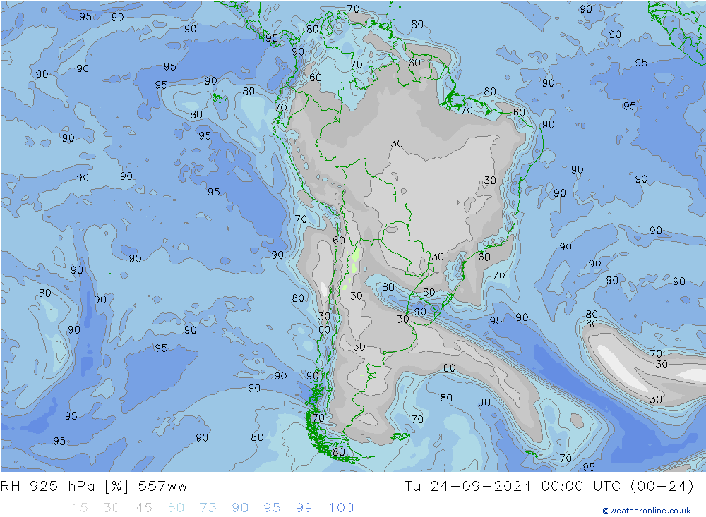 RH 925 hPa 557ww Tu 24.09.2024 00 UTC