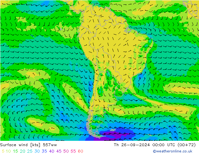 Surface wind 557ww Th 26.09.2024 00 UTC