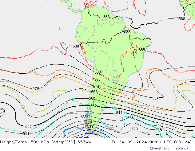 Height/Temp. 500 hPa 557ww Tu 24.09.2024 00 UTC