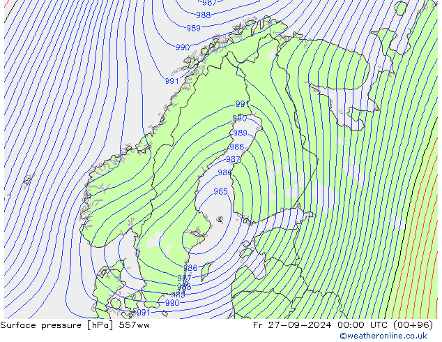 Surface pressure 557ww Fr 27.09.2024 00 UTC