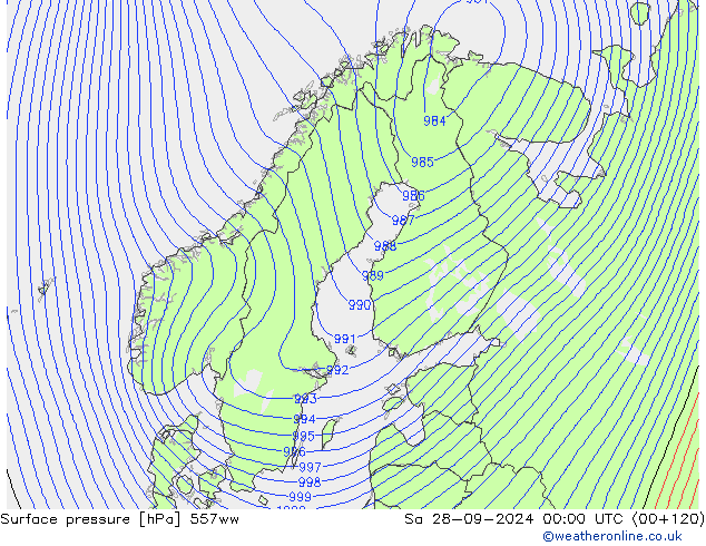 Surface pressure 557ww Sa 28.09.2024 00 UTC