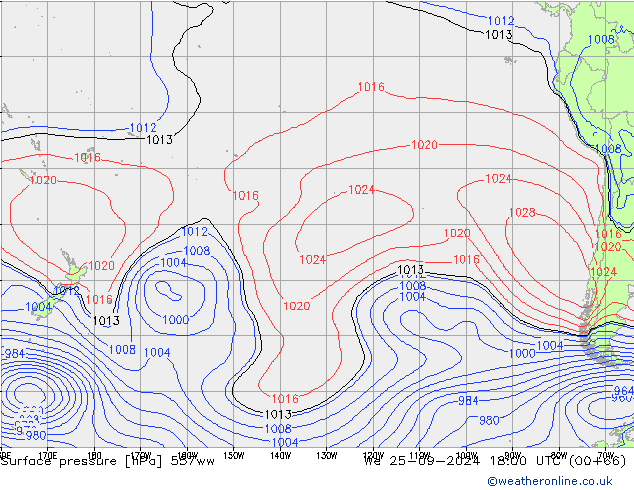 Surface pressure 557ww We 25.09.2024 18 UTC