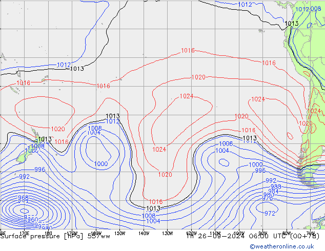 Surface pressure 557ww Th 26.09.2024 06 UTC