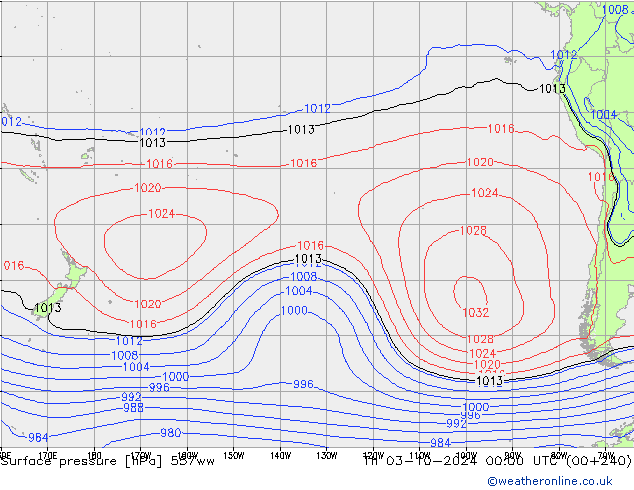 приземное давление 557ww чт 03.10.2024 00 UTC