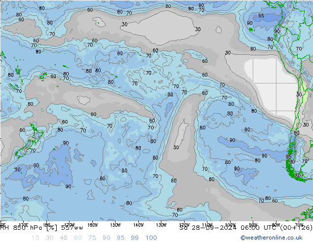 RH 850 hPa 557ww Sa 28.09.2024 06 UTC