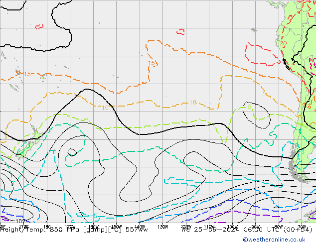 Hoogte/Temp. 850 hPa 557ww wo 25.09.2024 06 UTC