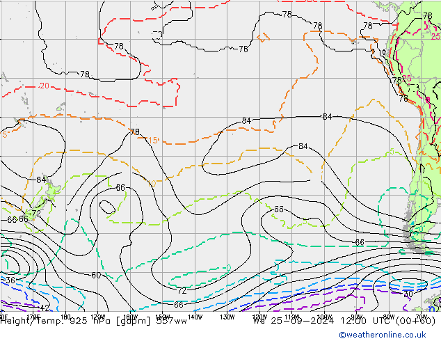 Géop./Temp. 925 hPa 557ww mer 25.09.2024 12 UTC