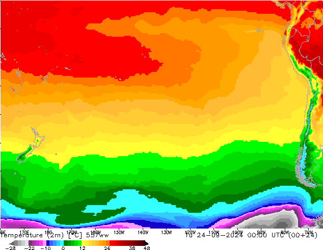 Temperature (2m) 557ww Út 24.09.2024 00 UTC