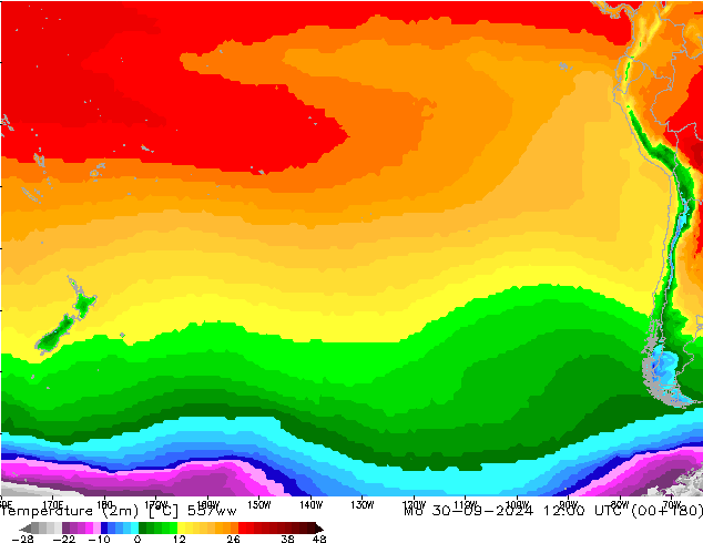 Temperatuurkaart (2m) 557ww ma 30.09.2024 12 UTC