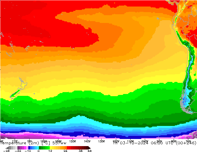 Temperatura (2m) 557ww Qui 03.10.2024 06 UTC