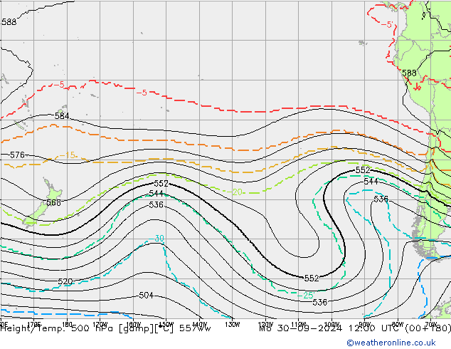 Yükseklik/Sıc. 500 hPa 557ww Pzt 30.09.2024 12 UTC