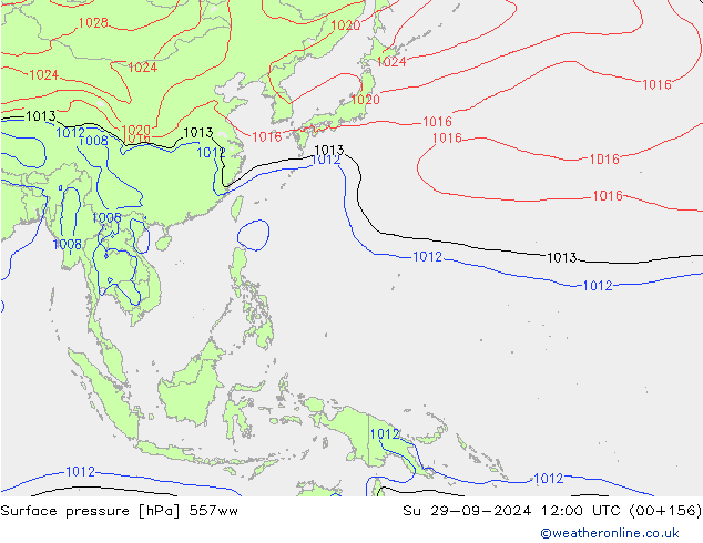 Surface pressure 557ww Su 29.09.2024 12 UTC