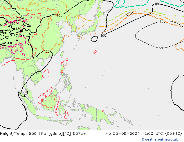 Height/Temp. 850 hPa 557ww Seg 23.09.2024 12 UTC