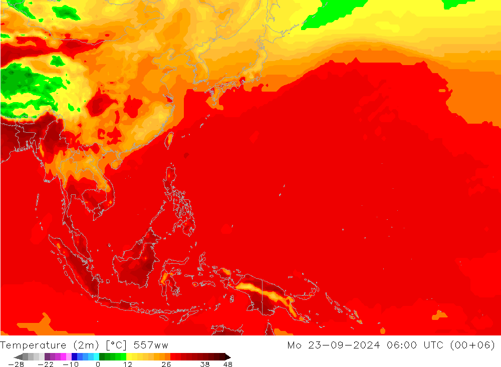 Temperaturkarte (2m) 557ww Mo 23.09.2024 06 UTC