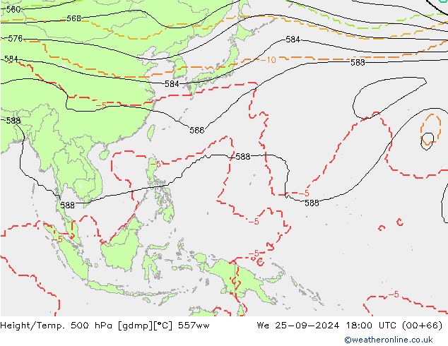 Height/Temp. 500 hPa 557ww St 25.09.2024 18 UTC