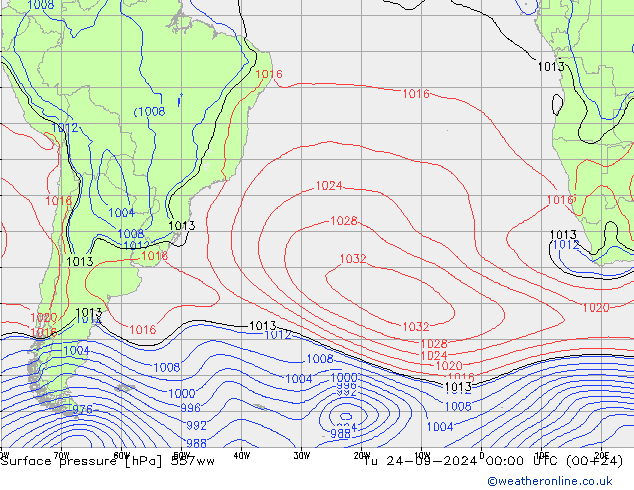 приземное давление 557ww вт 24.09.2024 00 UTC