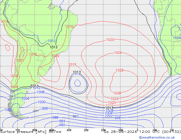 Surface pressure 557ww Sa 28.09.2024 12 UTC