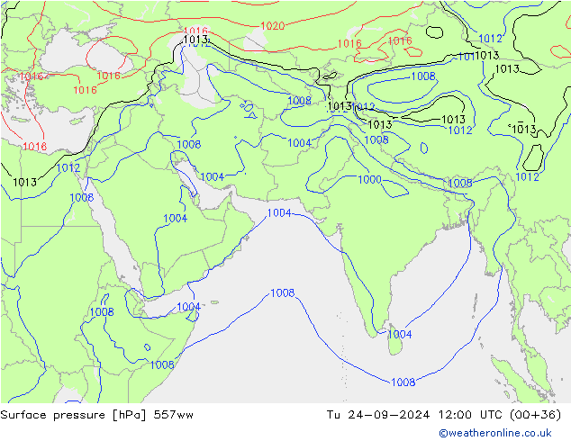 Surface pressure 557ww Tu 24.09.2024 12 UTC