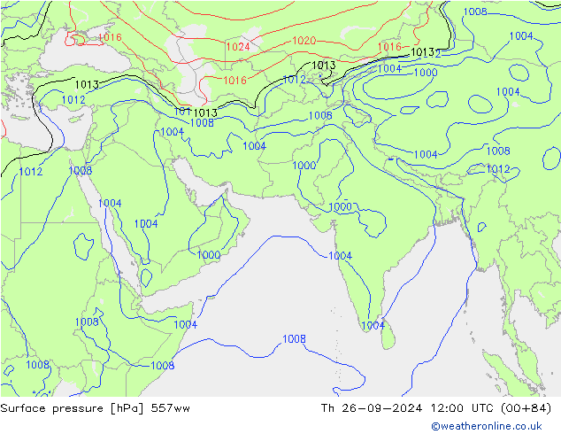 Surface pressure 557ww Th 26.09.2024 12 UTC