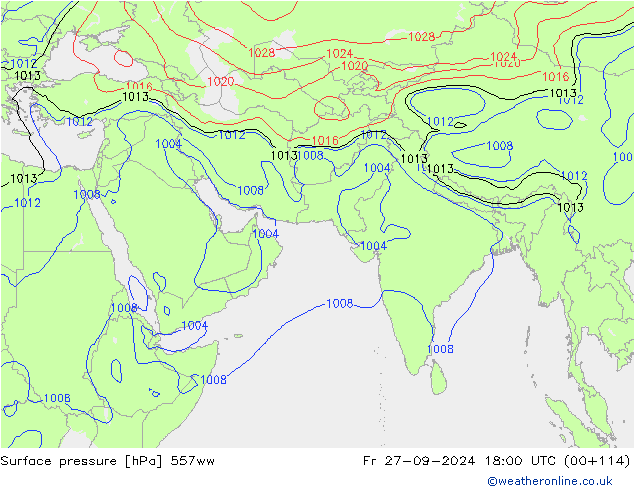 Pressione al suolo 557ww ven 27.09.2024 18 UTC