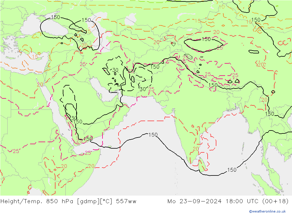 Height/Temp. 850 hPa 557ww lun 23.09.2024 18 UTC