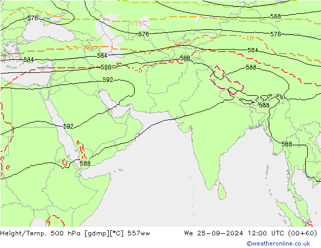 Height/Temp. 500 hPa 557ww St 25.09.2024 12 UTC