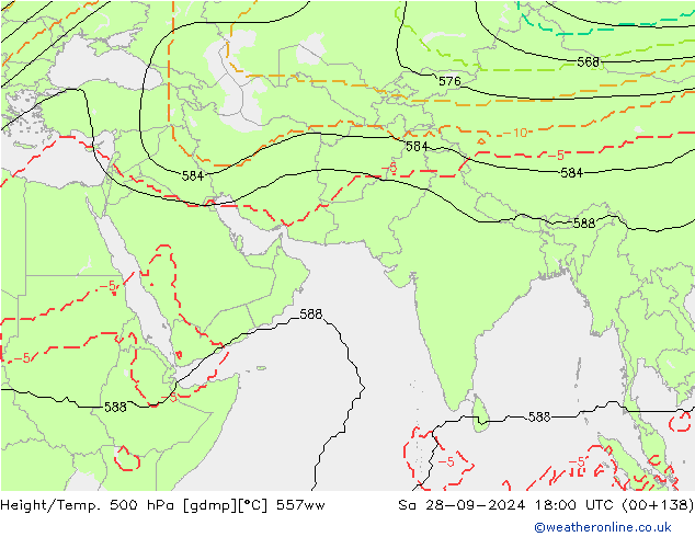 Height/Temp. 500 hPa 557ww Sa 28.09.2024 18 UTC