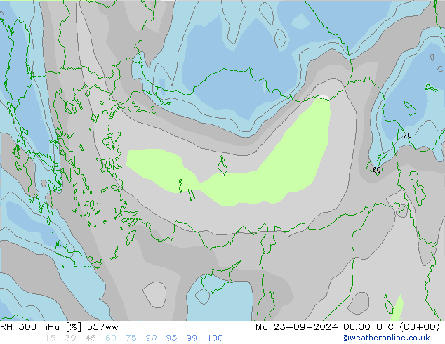 RH 300 гПа 557ww пн 23.09.2024 00 UTC