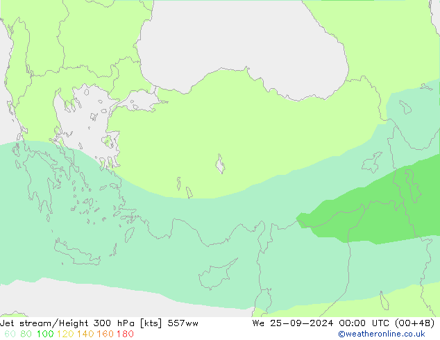 Jet stream/Height 300 hPa 557ww We 25.09.2024 00 UTC