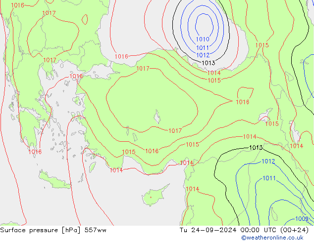 Presión superficial 557ww mar 24.09.2024 00 UTC