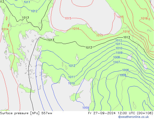 Yer basıncı 557ww Cu 27.09.2024 12 UTC